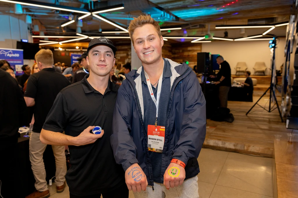 Town founders at an industry event
