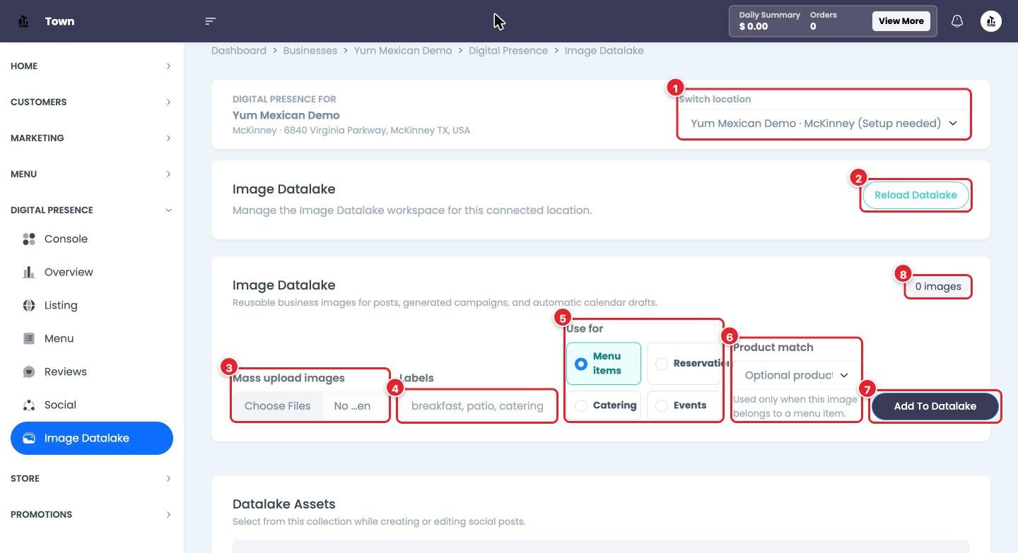 Upload photos, label them and match them to menu items.