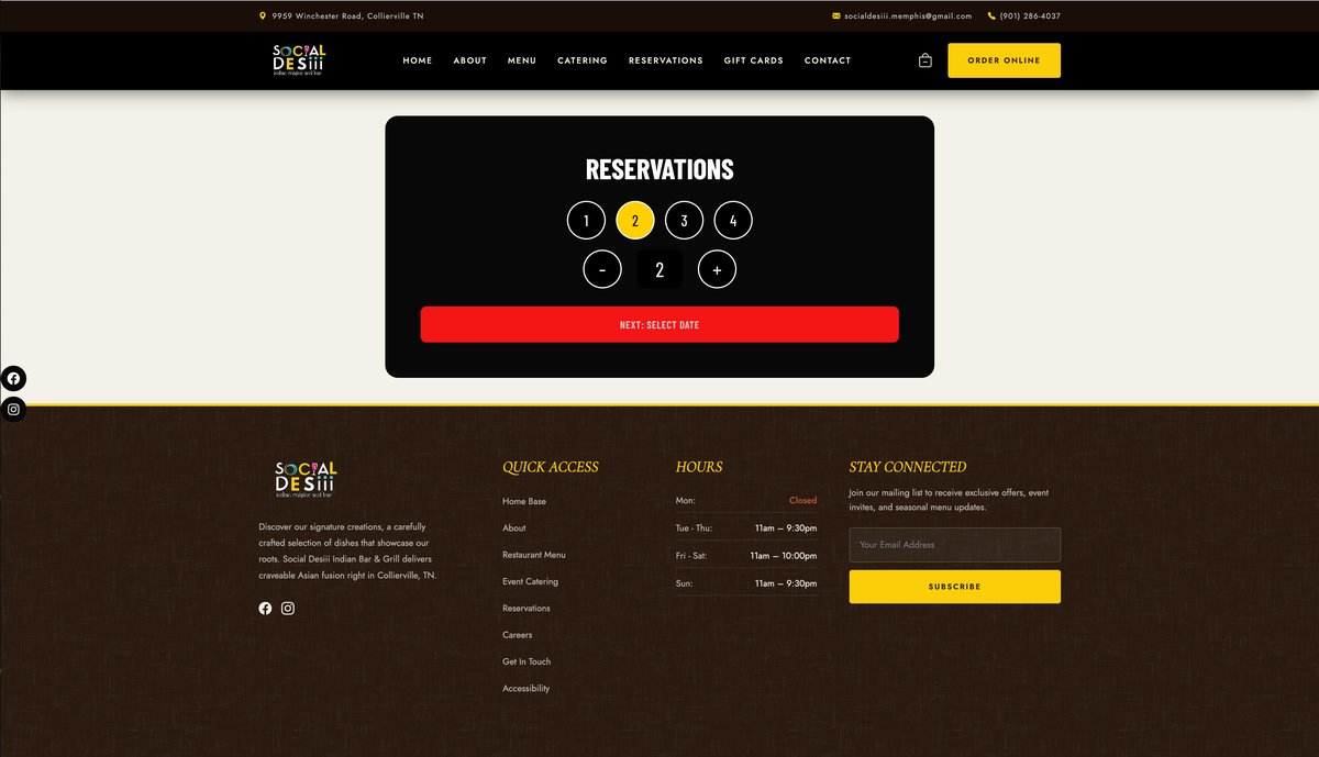 Native reservations on a restaurant's own site