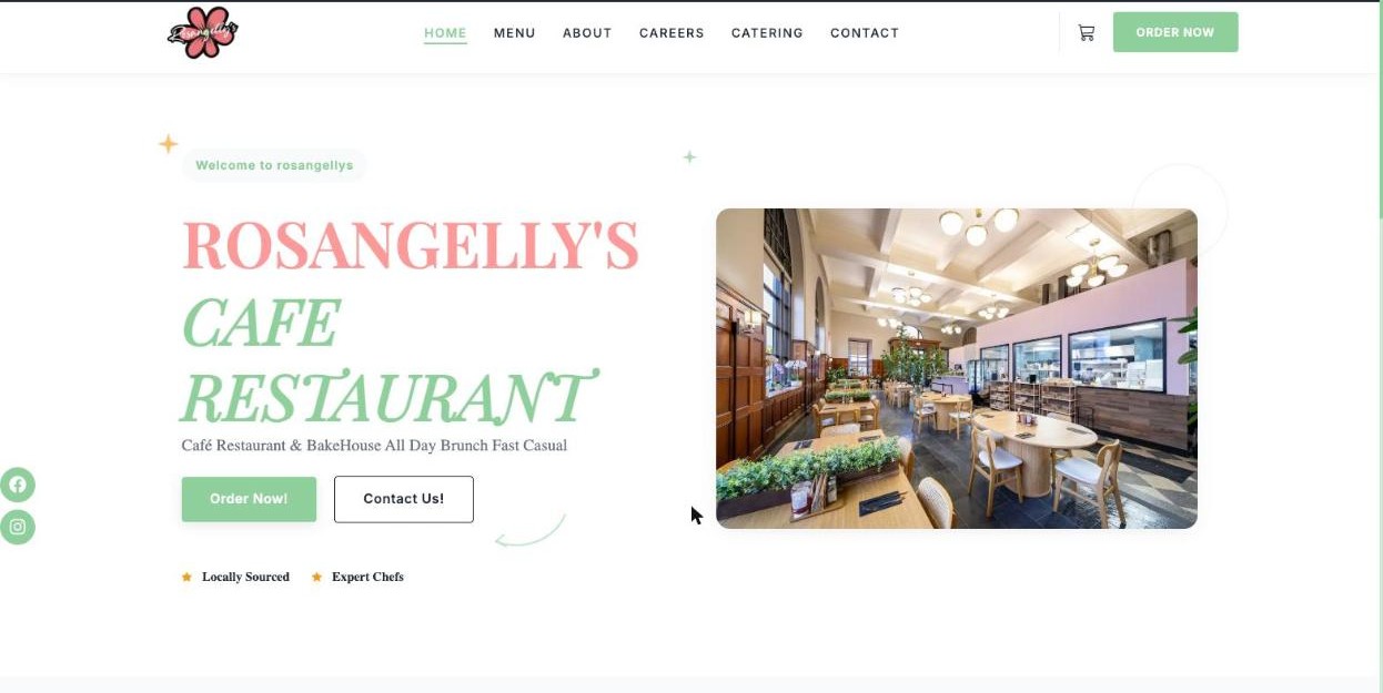Rosangelly’s Cafe website, built on Town
